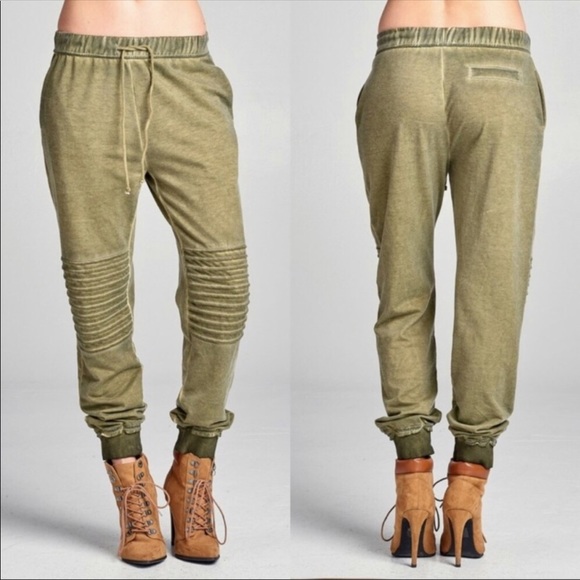 Pants - Green Moto Sweats